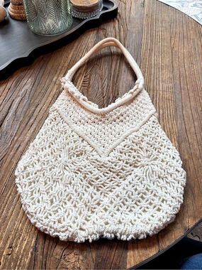 Cream Crochet Shoulder Bag